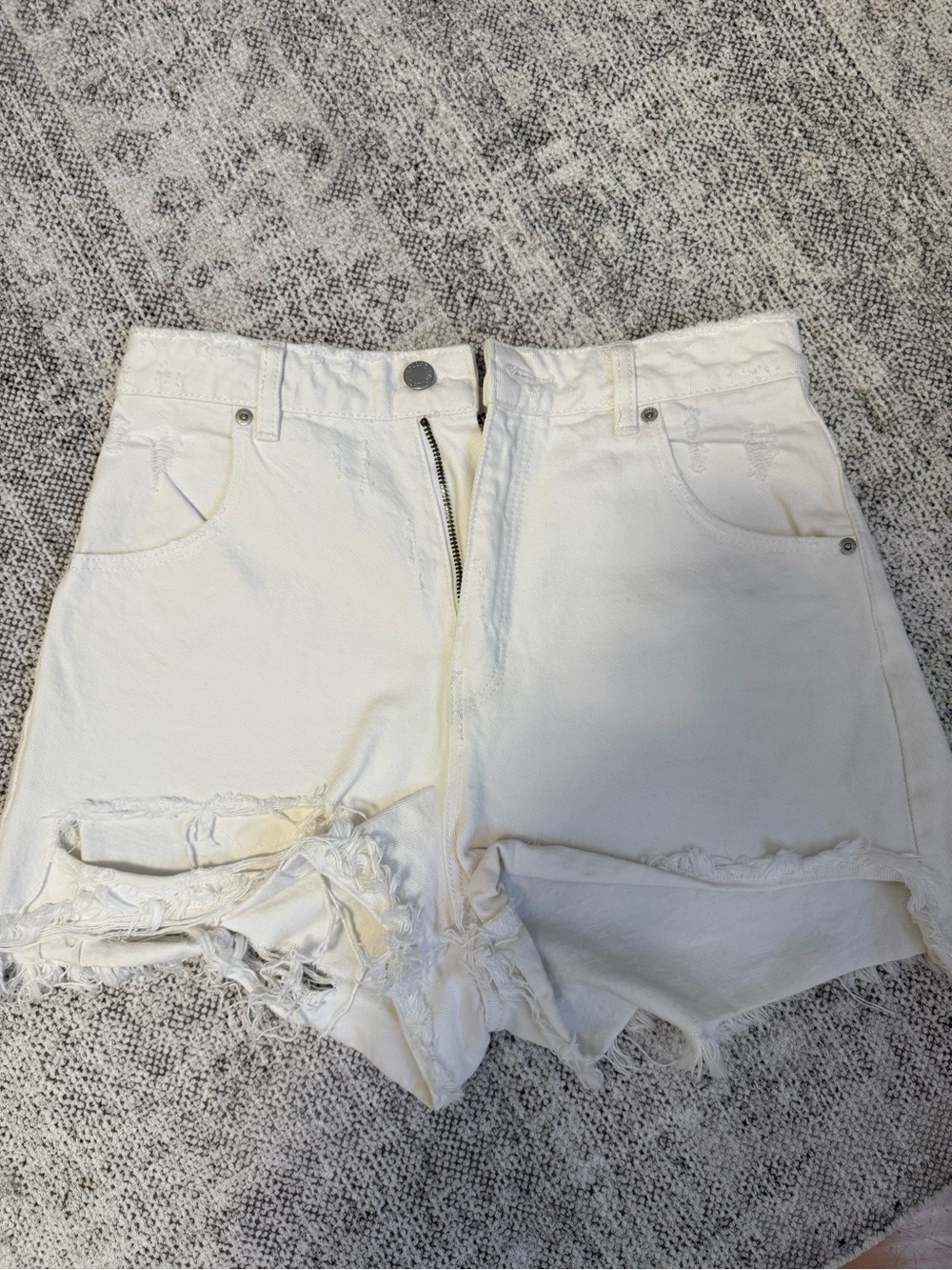 ROLLA'S White Distressed High-Rise Denim Shorts
